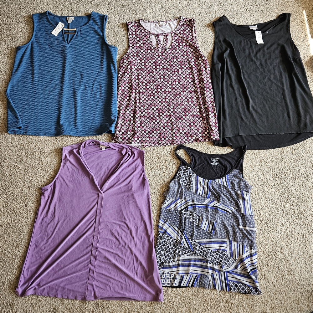 5 Avenue Women's Tank Tops - Blue, Purple, Black, Pink, Gray NWT + Free Purse